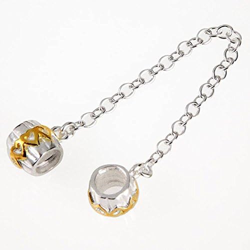 Choruslove Gold Plated Heart Safety Chain 925 Sterling Silver for European Style Bracelet