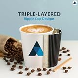 Nationwide Paper 12oz Black Ripple Hot Cups with Lids - 50 Pcs view 4