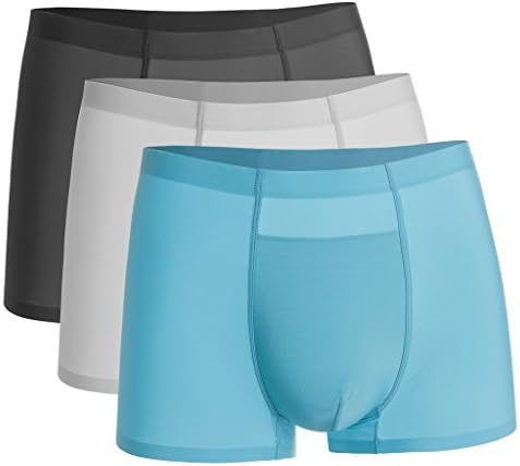Ramanmix Men's Underwear 3 Pack Ice Silk Antibacterial Ultra-thin Boxer Briefs (Size L)