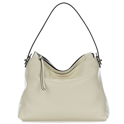 Gianni Chiarini Italian Made Beige Pebbled Leather Slouchy Hobo Bag