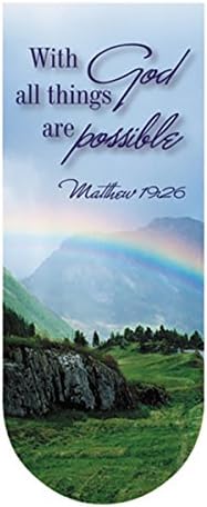 With God All Things are Possible Religious Magnetic Folding Bookmark, 3 1/8 Inch