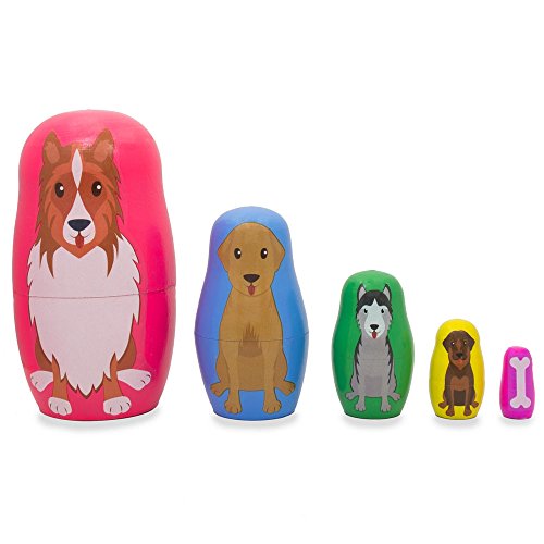 BestPysanky Dogs Wooden Nesting Dolls 4.75 Inches