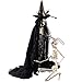 Jetec 3 Pieces Halloween Skeleton Full Body Plastic Skeleton Model Scary Man Bone 19.7 Inch with Creepy Cloth for Halloween Decorations Haunted Houses Graveyard Scene Creepy Decor Party Props