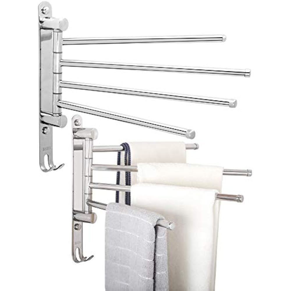 Swivel Towel Bar 2 Packs,4Arm,Stainless Steel Space Saving Swing