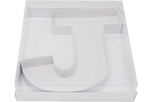 WENPACK 12" Cardboard Letter Shaped Mache Decorative Strawberries Fillable Sweets Candy Box with Clear Lid (White, J)