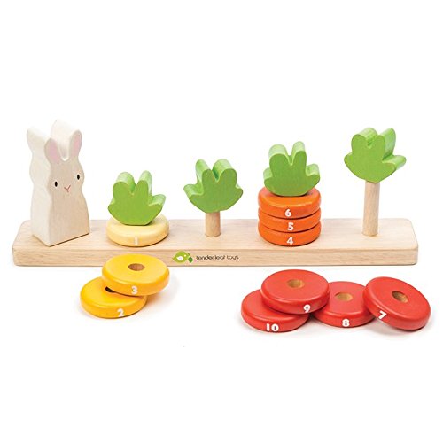 Counting Carrots Stacker Wooden Ring Set - STEM Learning Math Abacus Number Learning and Counting Stacker Color Identification Stacking Game Toy for Kids 18 month +