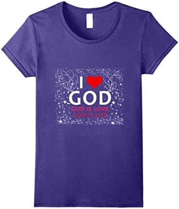 Womens I Love God Christian T-Shirt XL Purple
