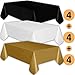 HeroFiber 12 Plastic Tablecloths - Black, White, Gold - Premium Thickness Disposable Table Cover, 108 x 54 Inch, 4 Each Color