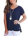 Short Sleeve Tops for Women Casual Loose T Shirt High Low Navy X-Large