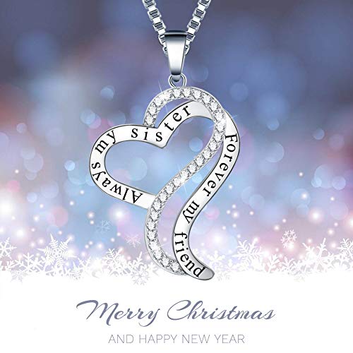 Ado Glo Christmas Day Sister Gift, Always My Sister Forever My Friend Love Heart Pendant Necklace, Fashion Jewelry for… - Image 3