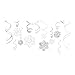 Metallic Silver Foil Snowflake Swirl Hanging Decorations - 24