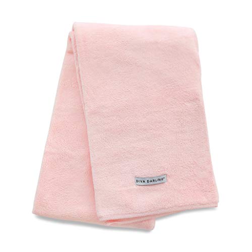 Diva Darling, Easy To Use & Super Absorbent Microfiber Hair Towel, Pink (19 x 39Inches
