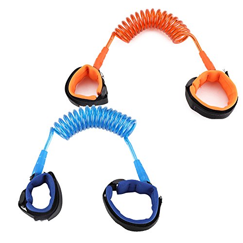 Anti-Lost Wrist Strap for Kids, Toddler Safety Leash, Adjustable Child Walking Harness with 1.5m Rope, Blue + Orange Set