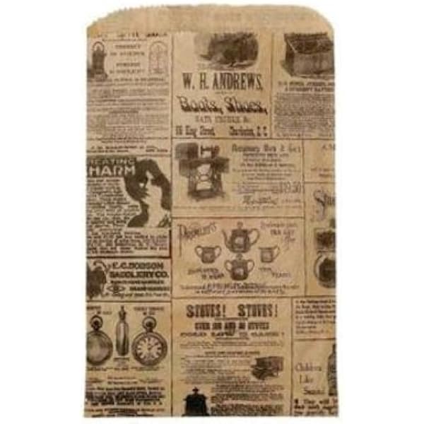 Amazon.com: 100 6x9 Newspaper print Paper Kraft Bags,Vintage