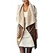 HighFS Women Outerwear Faux Fur Vest Long Gilet Jacket Brown