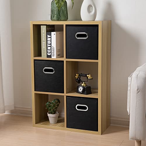 PRANDOM Leather Foldable Cube Storage Bins 11x11 inch [4Pack] Fabric