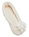 MIXIN Women's Ballerina Soft Sole Home Slippers with Lace Flower Beige