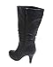 TOP Moda Womens Page-43 Mid Calf Round Toe Slouched High Heel Boots, Black 8
