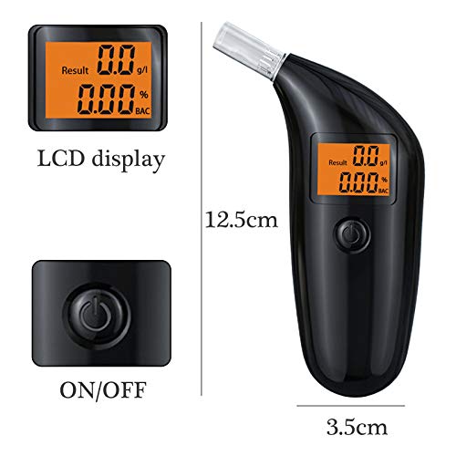 TUT Alkoholtester, Professionelles Atemalkoholmessgerät mit Halbleiter Sensor,Tragbar Auto Breathalyzer mit 5 Mundstücken, Digitaler Atemalkoholtester mit LCD Display