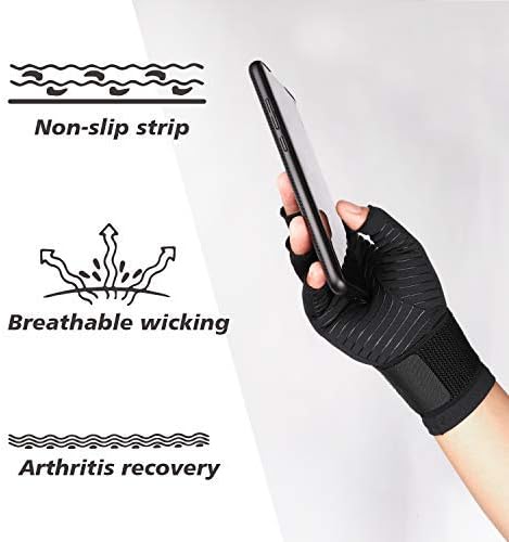 Thx4COPPER Compression Arthritis Gloves with Strap, Copper Infused - Image 3