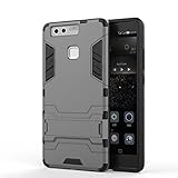 HuaWei P9 Case, Pasonomi® [Slim Fit] [Kickstand Feature] Hybrid Dual Layer Armor Defender Full Body Protective Case Cover for HuaWei P9 5.2 Inch (Grey)