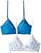 Trimfit Big Girls' Lightly Lined Wirefree Cotton Bra (Pack of 2), Diagonal Hearts/Blue, 32A