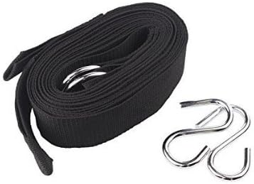 KUCHANG Black Hammock Tree Straps Outdoor Eco-Friendly Strong Strap Bandage Belt Hanging Straps Rope with Hook-Hanging Kit Includes Great Stainless (2 S-Hooks and 2 O-Rings) Fits All