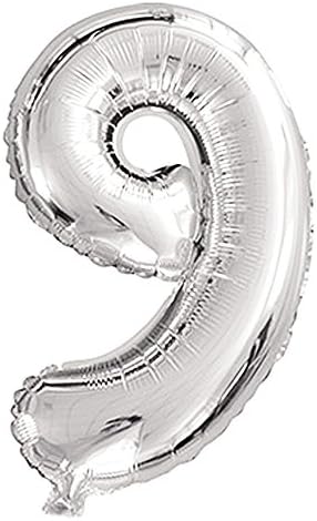 Ecape Silver Number Balloons,32 inch 0-9 Helium Foil Party Mylar Balloons Birthday Decorations (Silver-Nine)