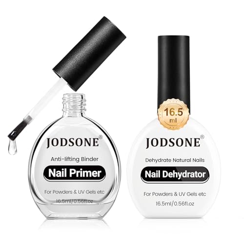 JODSONE Nail Prep Primer – 2 Pieces 16.5 ml Semi-Permanent Nail Primer and Dehydrated Natural Nail Prep Set, Ideal for Art Design at Home, Long-Lasting Gift