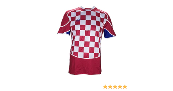 red and white checkered soccer jersey