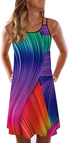 Party Dresses for Women Summer Vintage Sleeveless 3D Floral Print Bohe Tank Short Mini Dress