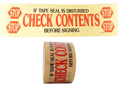 T.R.U. PP20S-T Pre-Printed Tan Carton Sealing Tape with Red and Black Lettering -STOP/Check Contents acrylic water based adhesive, 3 in. x 110 yds in length, 2mil (Pack of 24)
