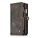 iPhone 6/iPhone 6S Leather Wallet Phone Case Card Holder Detachable Magnetic Slim Case with Zipper Storage Gray
