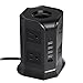 Power Strip Tower SAFEMORE Smart 8-Outlet 4-USB Surge Protector Desktop Power Plug Electrical Charging Station with 6.5ft Long Extension Cord with 4.2A USB for Home Office(Black)