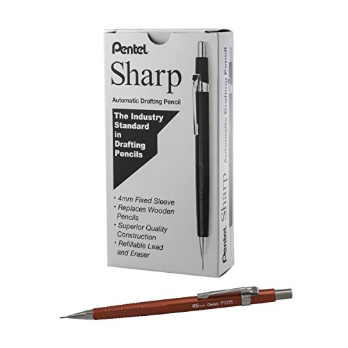 Pentel Sharp Mechanical Pencil, (0.5mm), Metallic Red Barrel, 12 pack (P205MB)