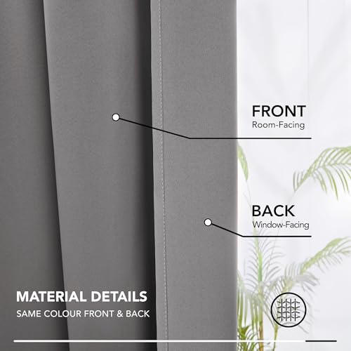 Deconovo Grey Blackout Curtains Thermal Super Soft Pencil Pleat Curtains Bedroom 46 x 54 Drop Inch Light Grey 2 Panels