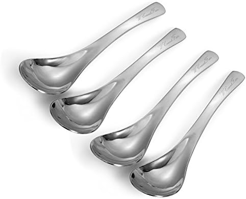 WCountFair Stainless Steel Round Soup Spoons 5.9inches Table Dinner Seving Spoon,Set of 4 (5.9inch)