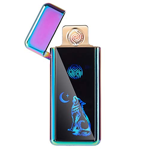 FL5018 USB Electronic Lighter Tungsten Turbo Spiral Windproof for Cigarette Smoking (Purple Wolf)