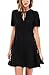 Avoir Aime Vintage Inspired Classic Chiffon Short Sleeve Knee Length Dress With Lace and Keyhole