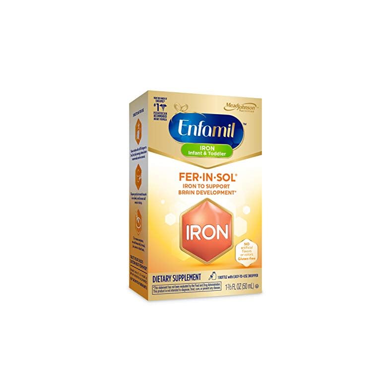 Enfamil Fer-In-Sol Iron Supplement Drops for Infants & Toddlers, Supports Brain Development, 50 mL Dropper Bottle