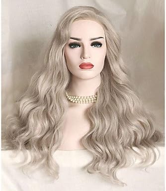 Uniwigs Women Synthetic Wig Lace Front Long Wavy Silver Natural Wigs Costume Wig