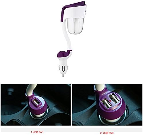ONEZILI Car Humidifier,Mini Air Purifier Aroma Diffuser Air Freshener Purifier Aromatherapy Mist Maker with 360 Degree Rotation, Suit for Water Soluble Essential Oils Protable Diffuser (2 USB Purple)