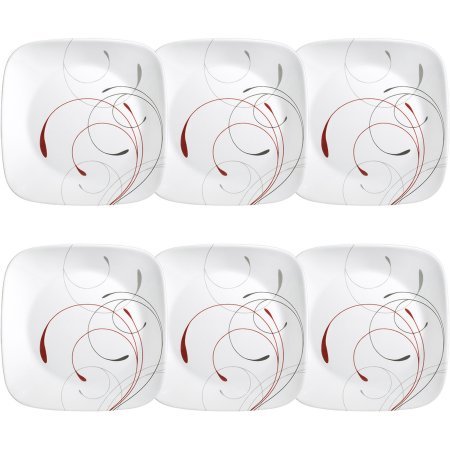 Corelle Square 8.75" Lunch Plate, Splendor, Set of 6, Dishwasher safe