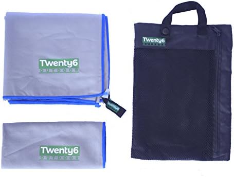 Microfiber Travel / Camping Towel Compact Quick Dry (Gray/Blue, X-Large)