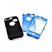 GEARONIC TM Black & Blue Three Layer Silicone PC Case Cover for iPhone 4 4G 4S