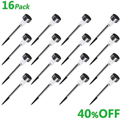 SOLARGO Solar Lights Outdoor, Solar Garden Lights 16Pack Stainless Steel LED Solar Pathway Lights, Outdoor Landscape Lighting for Lawn/Patio/Yard/Walkway/Driveway