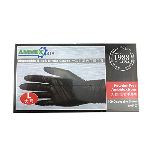 Disposable Black Nitrile Gloves 100Pcs per Box Powder Free Medical Exam Tattoo Piercing Gloves Medium - Thumbnail 4