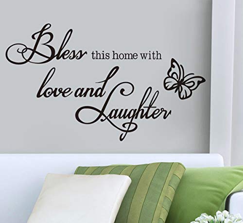 image for Hatisan Bless This Home Love Laughter Decal Wall, Sayings Wall Sticker