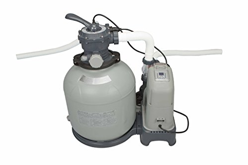 Intex Krystal Clear 2150 GPH Sand Filter Pump & Saltwater System with E.C.O. (Electrocatalytic Oxidation) for Above Ground Pools, 110-120V with GFCI