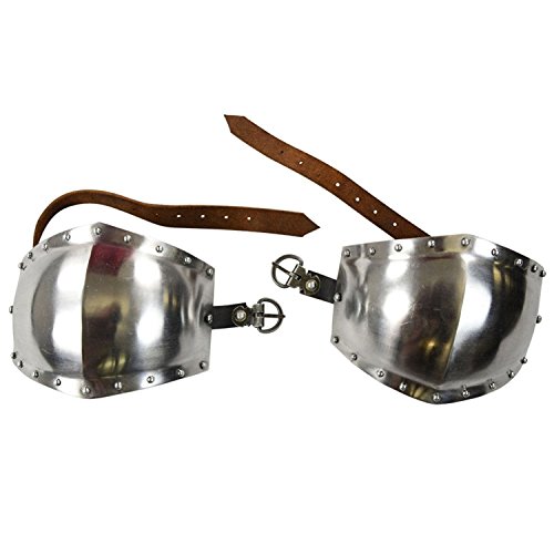 NauticalMart Armor Knee Armor Set / Poleyns - 16 Gauge Steel Metallic One Size